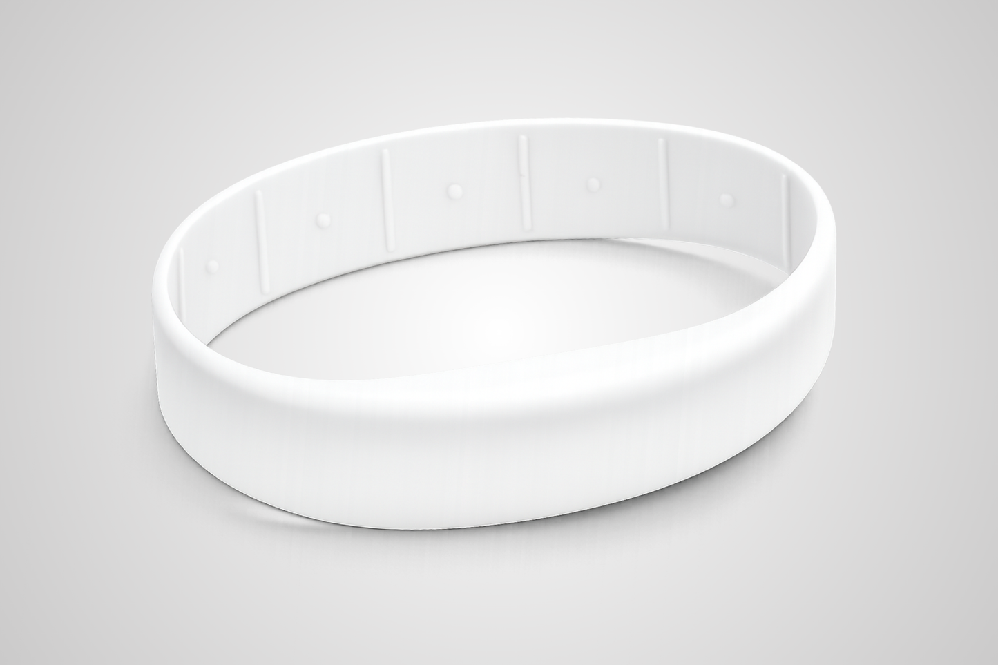 Weißes Silikonarmband von JM Band® mit Aufdruck und RFID-Chip