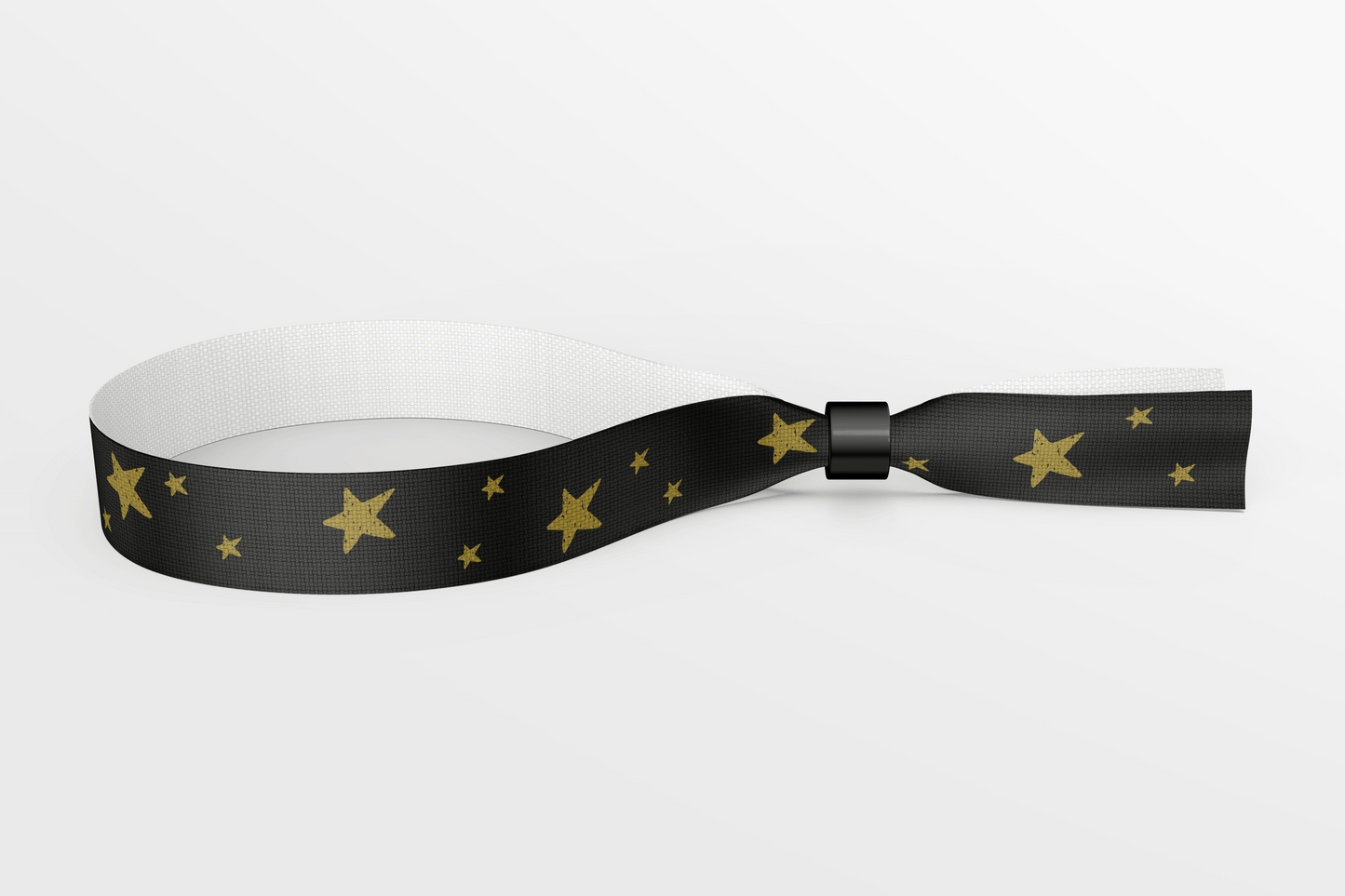 Textile Wristbands with Stars and Colours Fabric Wristbands JM Band® 50 Black With Gold Stars