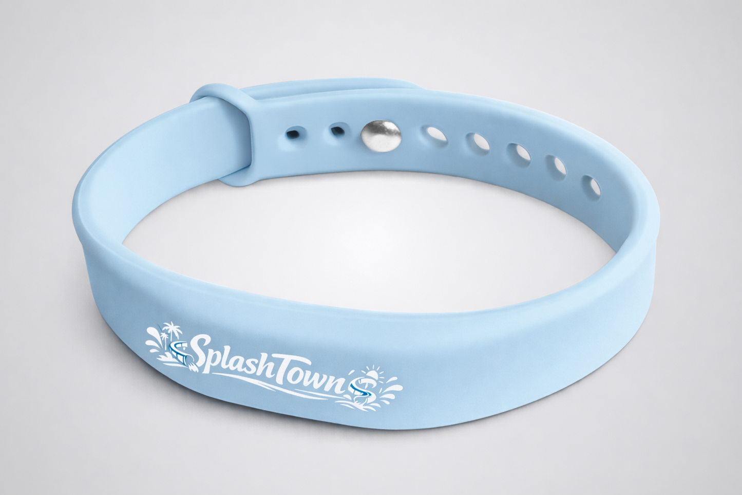 Ein Foto eines Silikonarmbands mit NFC und individuellem Design von JM Band®