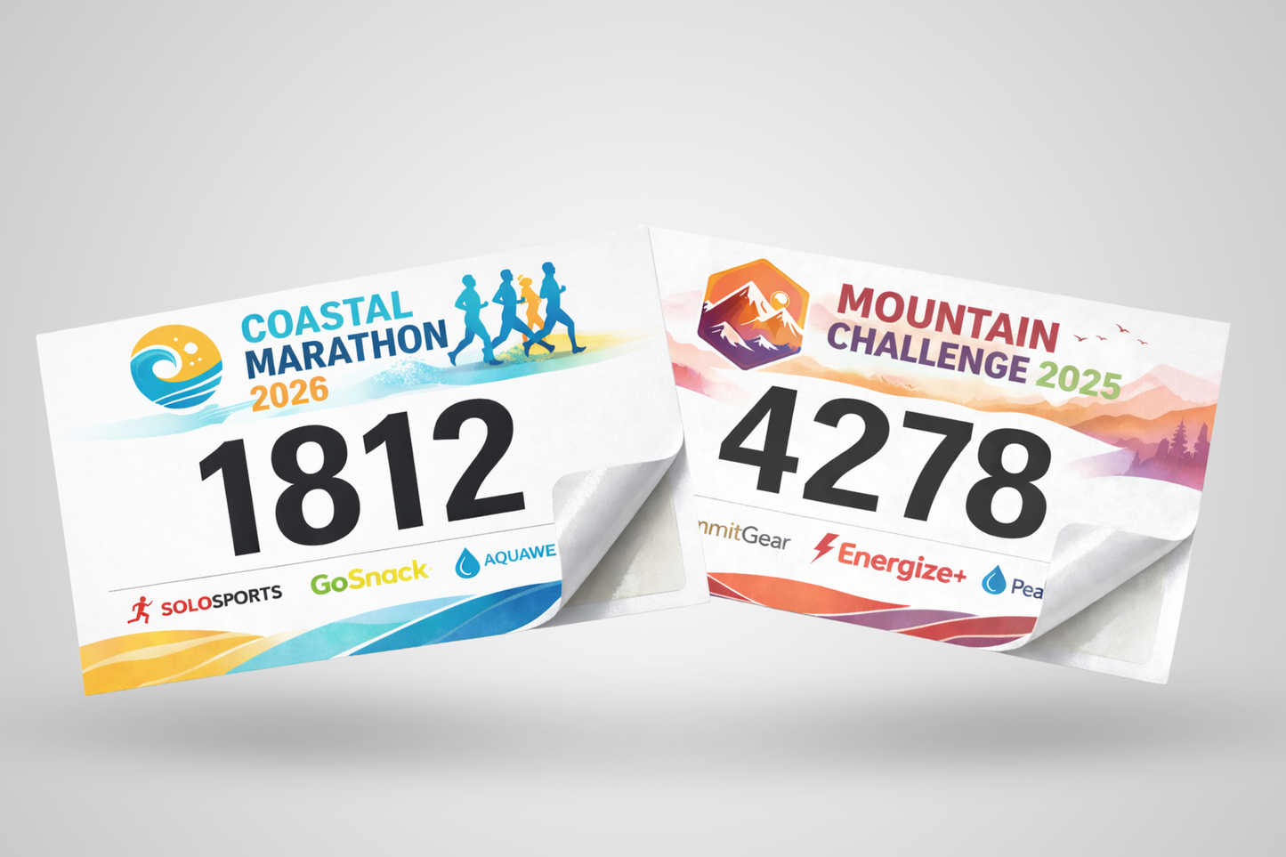 Self-adhesive race numbers in A4 size with print
