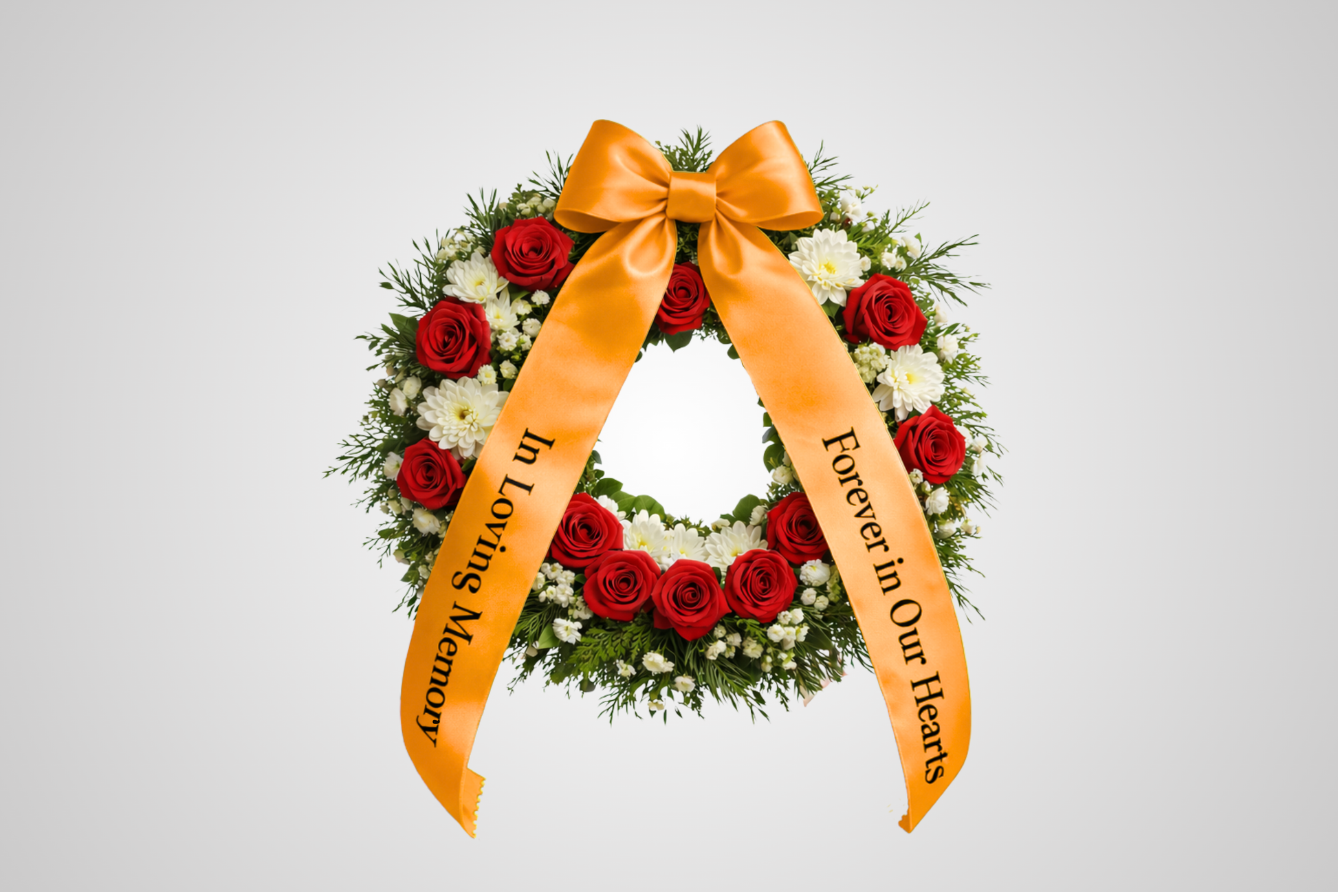 Orangefarbenes ECO-Satin-Blumenstraußband mit individuellem Aufdruck von JM Band®.
