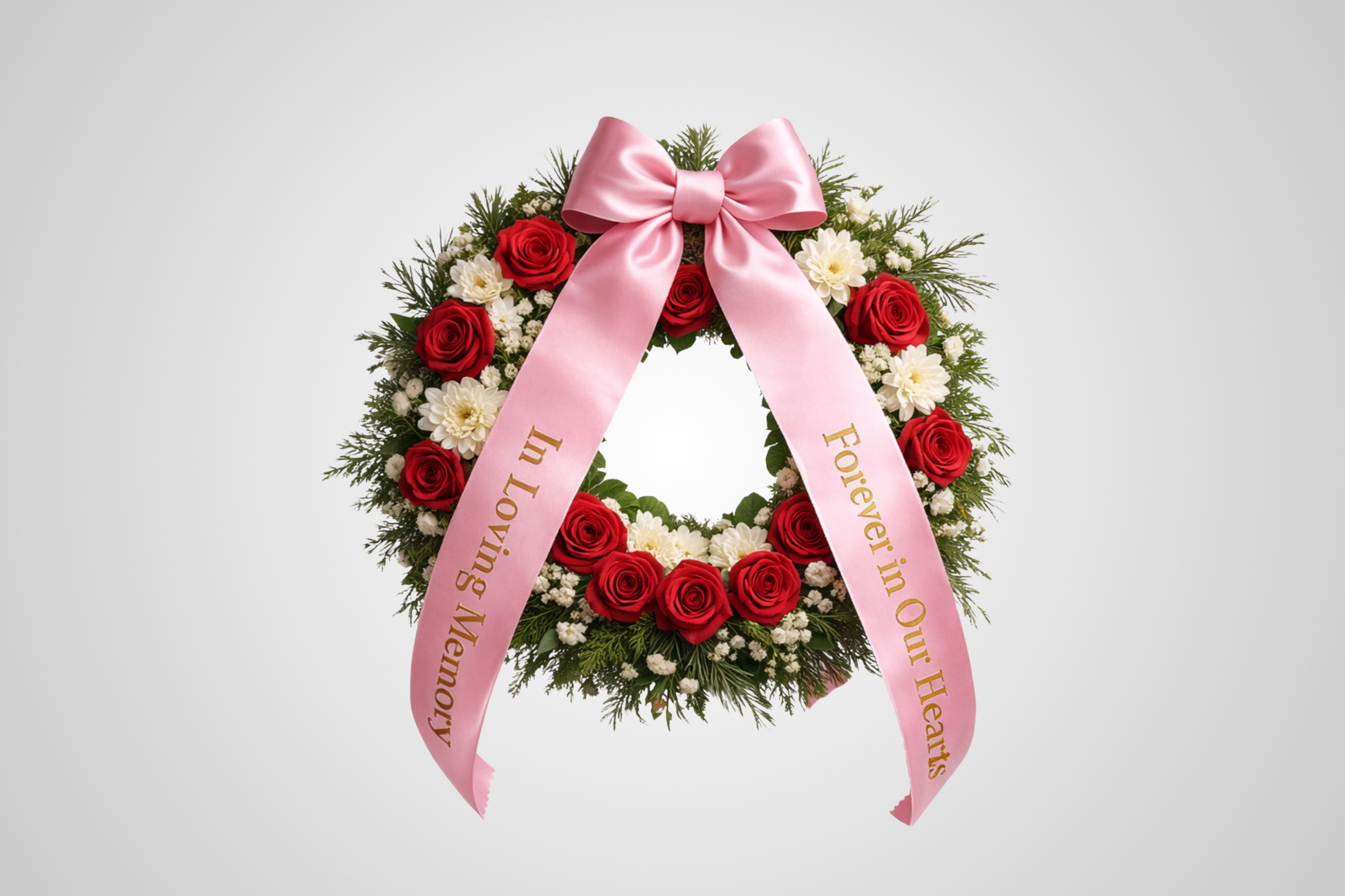 Rosa umweltfreundliches Satin-Blumenstraußband mit individuellem Design von JM Band®.