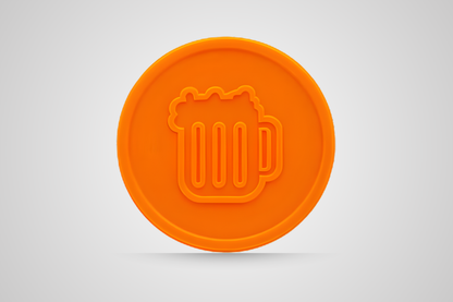 Geprägter orangefarbener Getränkegutschein für Bier von JM Band®.