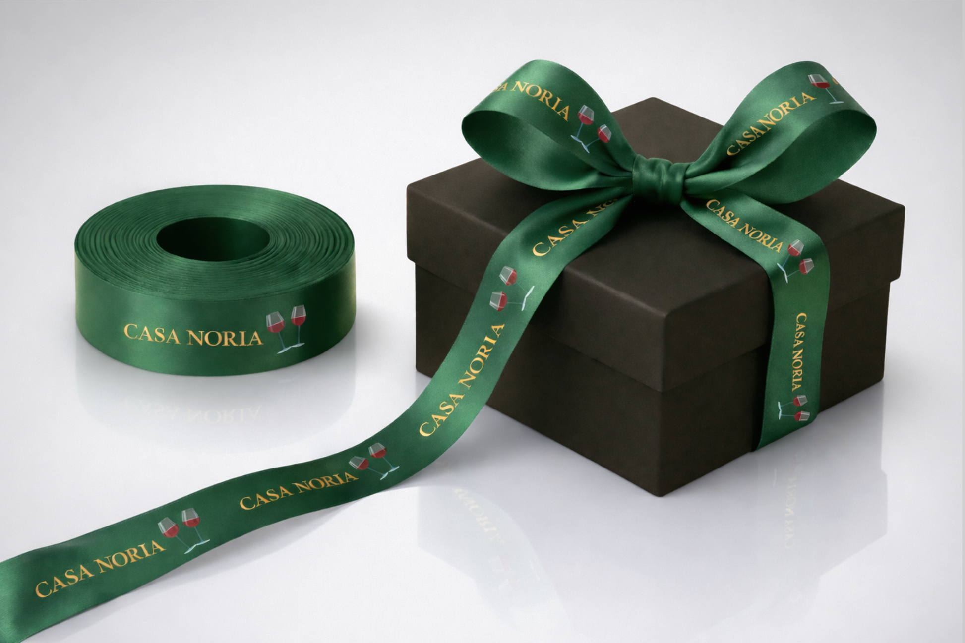 Stoffgeschenkband mit Farbdruck von JM Band®.