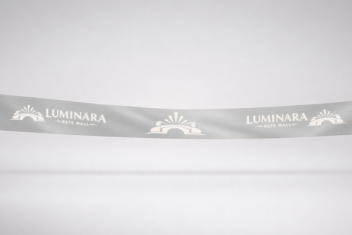 Graues ECO-Satin-Einweihungsband mit Aufdruck von JM Band®.