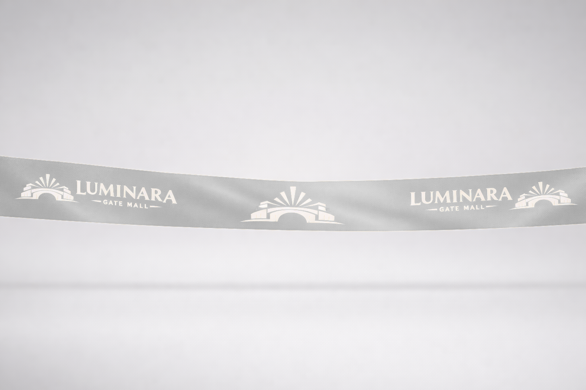 Graues ECO-Satin-Einweihungsband mit Aufdruck von JM Band®.