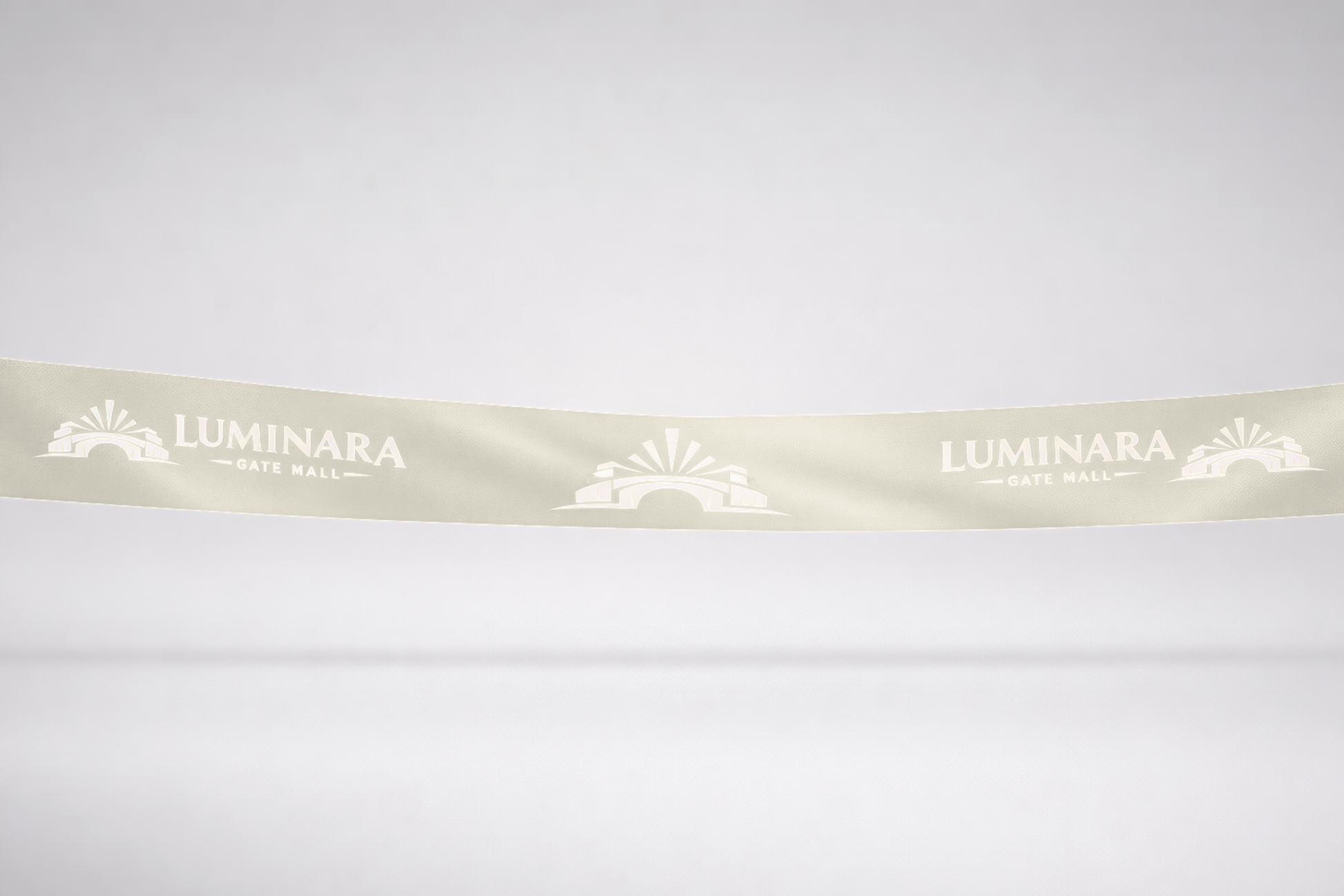 Einweihungsband in Elfenbein aus ECO-Satin mit Druck von JM Band®.