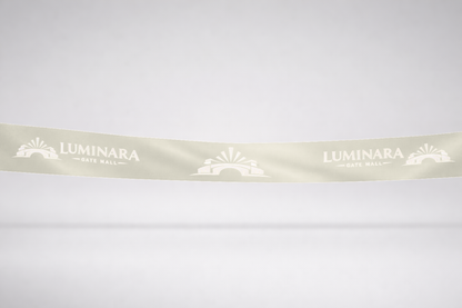 Einweihungsband in Elfenbein aus ECO-Satin mit Druck von JM Band®.