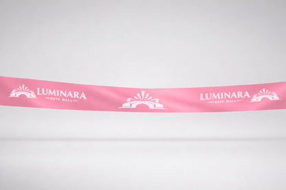 Rosa Einweihungsband aus umweltfreundlichem Satin mit individuellem Aufdruck von JM Band®.