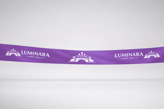 Lila ECO-Satin-Einweihungsband mit Aufdruck von JM Band®.