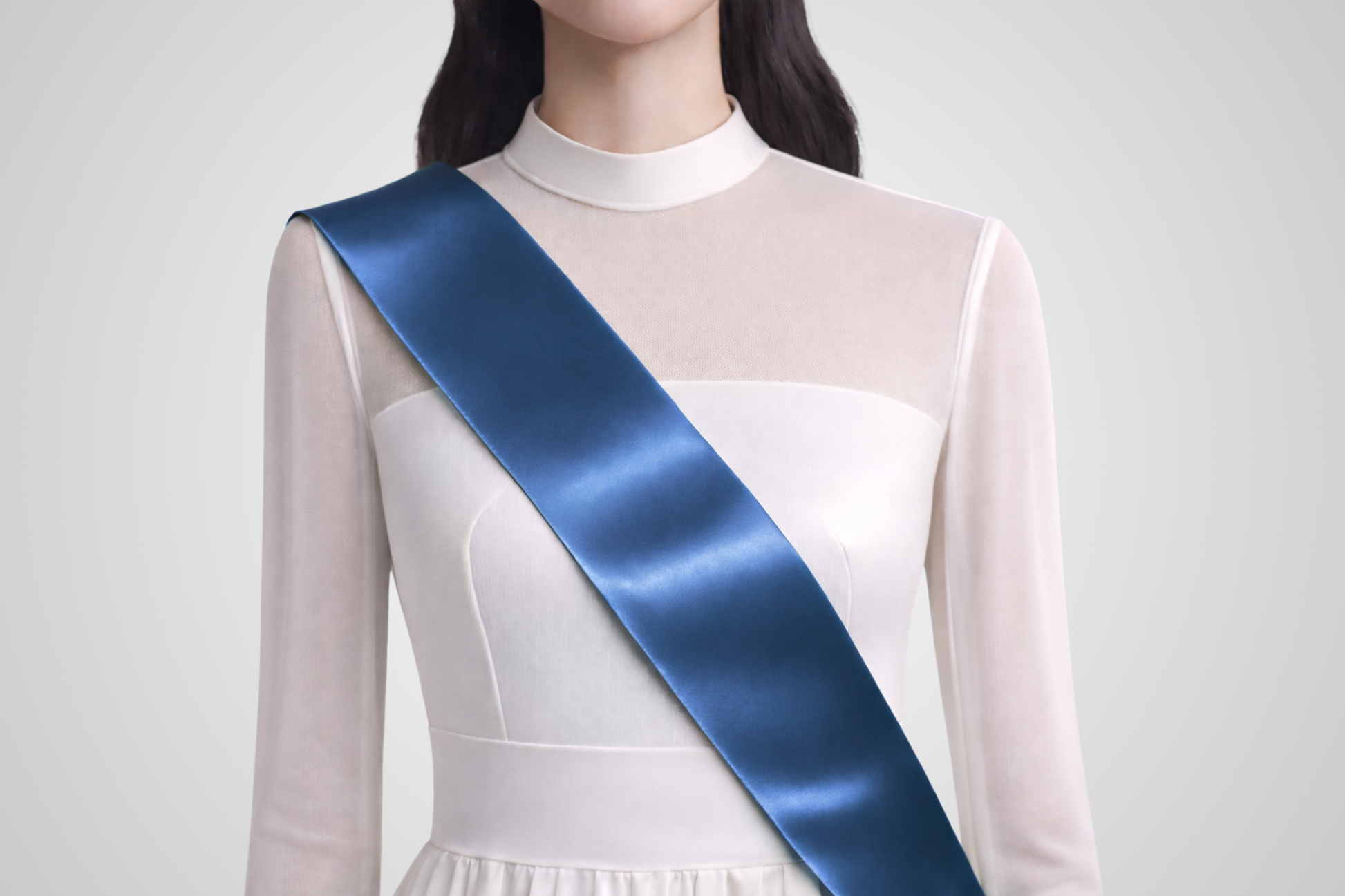 Blaue, unbedruckte Öko-Satinschärpe von JM Band®.