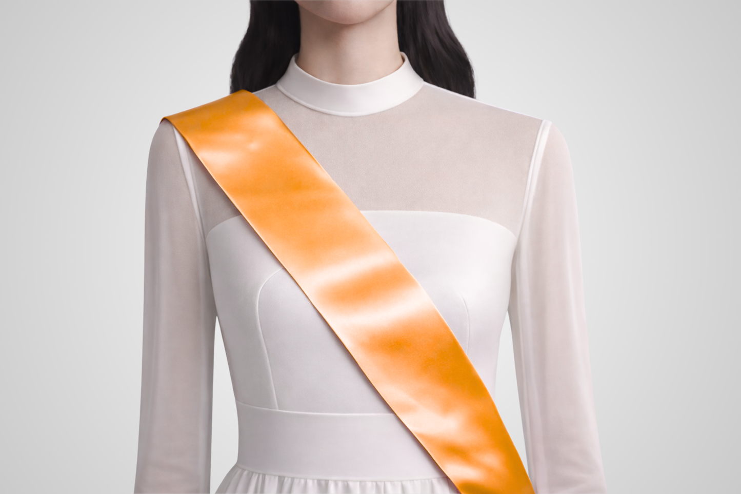 Orangefarbene, umweltfreundliche Satinschärpe ohne Aufdruck von JM Band®.