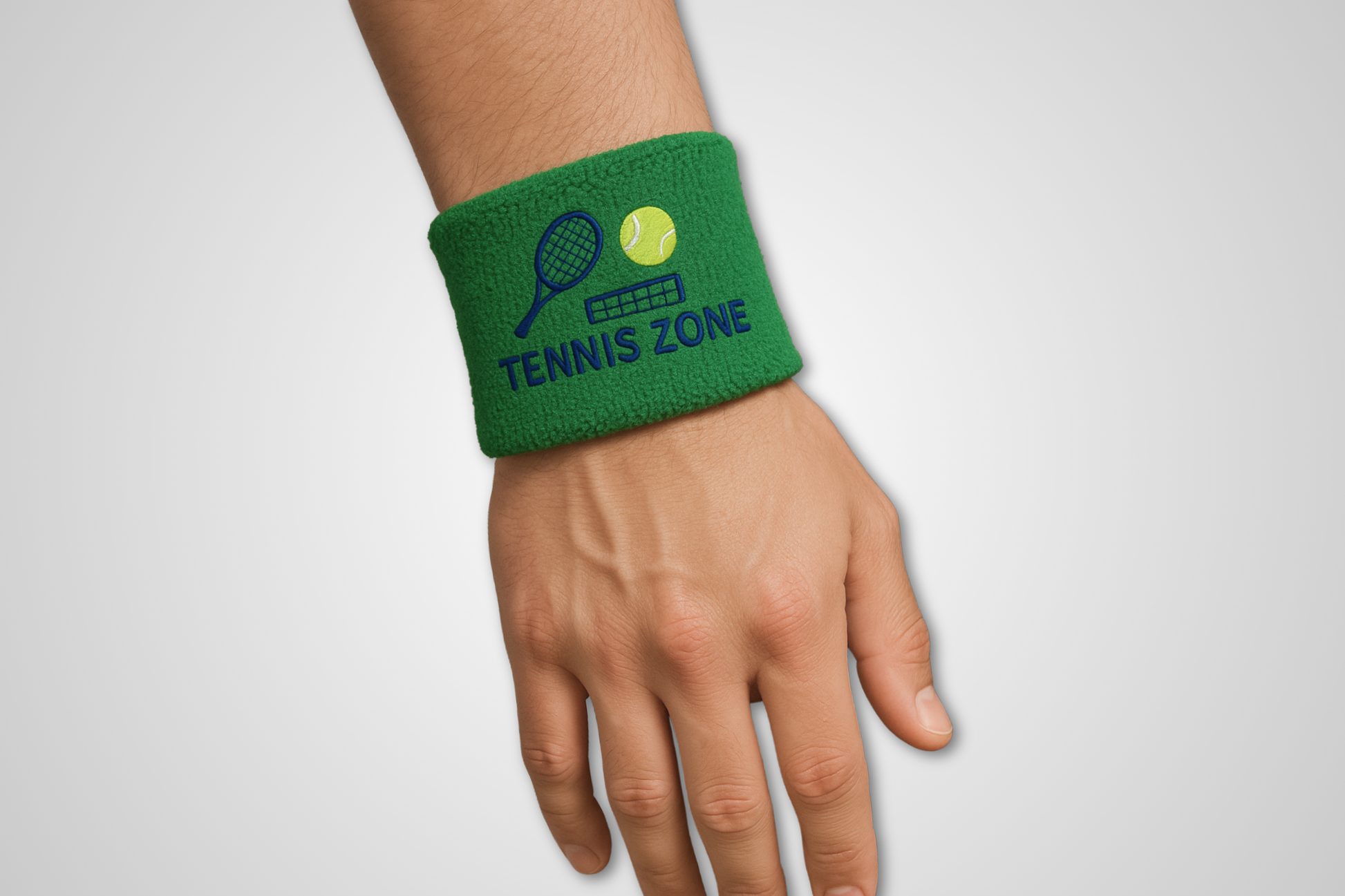 A photo of Personalised Sweat Bands from JM Band®. Purchase Fabric Wristbands in size: 70 X 60 mm. here.