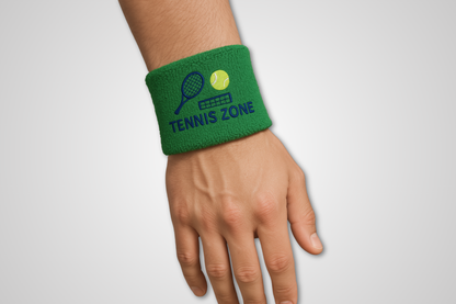 A photo of Personalised Sweat Bands from JM Band®. Purchase Fabric Wristbands in size: 70 X 60 mm. here.