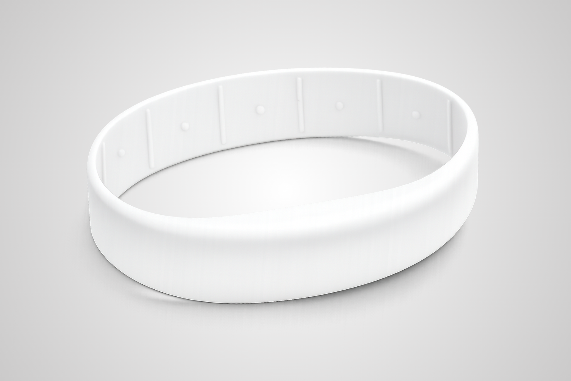Weißes Silikonarmband von JM Band® mit Aufdruck und RFID-Chip