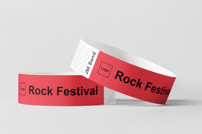 Papierarmband – Schwarzes bedrucktes Papierarmband JM Band® 10 Rot